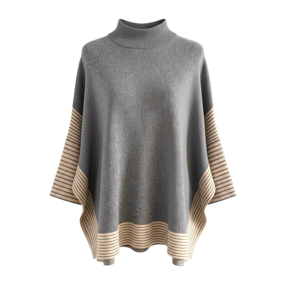 Cocobleu Gray and Cream Tunic Sweater - L/XL